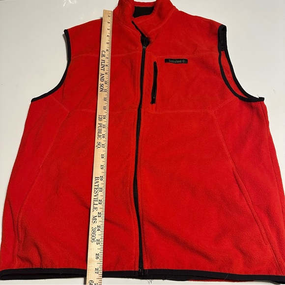 Timberland Men Red Large Fleece Vest - Picture 7 of 8